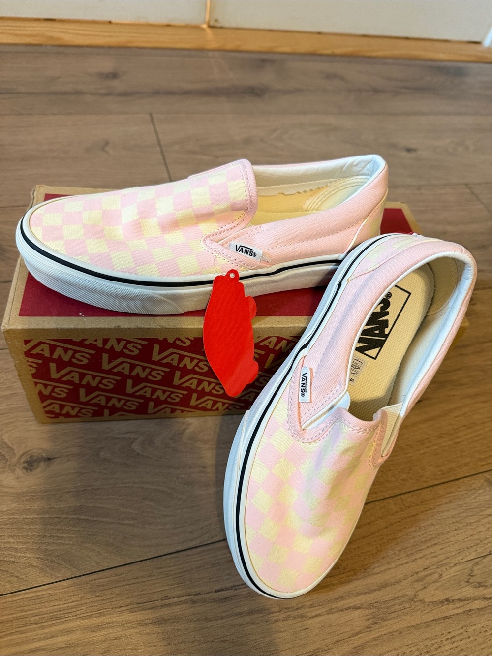 Vans Slip-On Checkerboard Sneakers - Pink & White